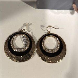Cache Gold and Black Statement Earrings